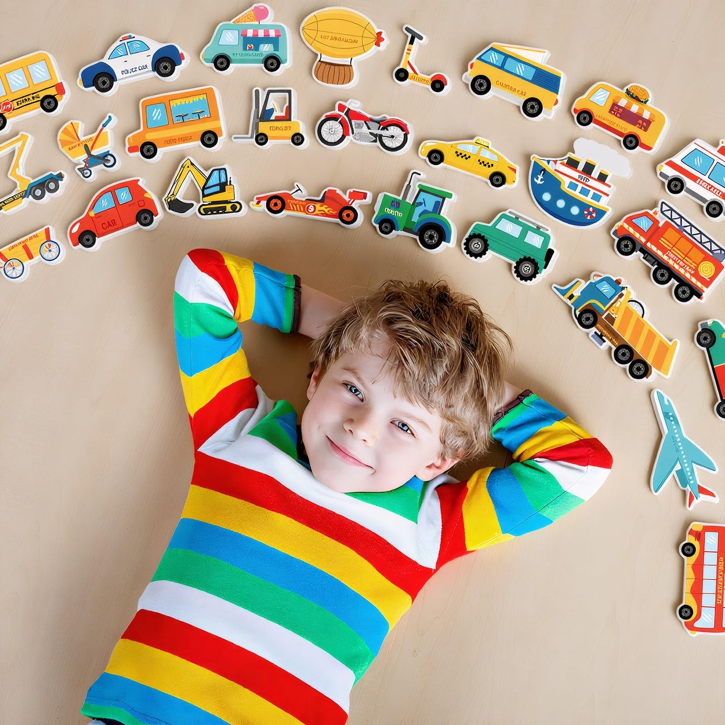 Kathfly 36-Piece Wooden Community Helpers Set | Multicultural Town Vehicles for Open-Ended Play