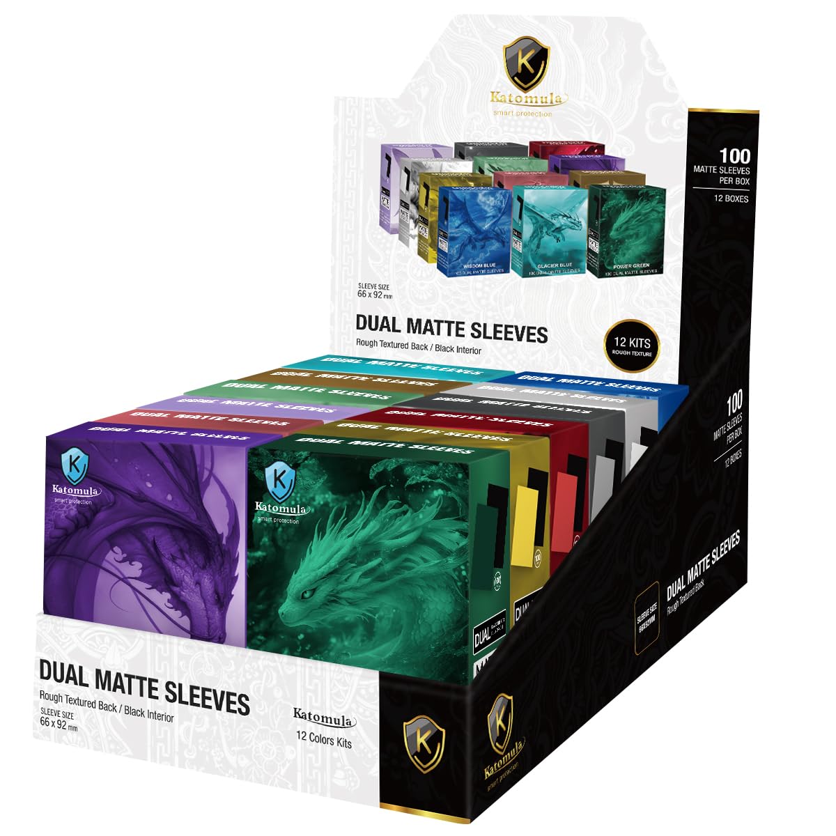 Katomula 1200pcs MTG Card Sleeves – 12 Colors Dual Matte with Black Interior, Standard 66x91mm