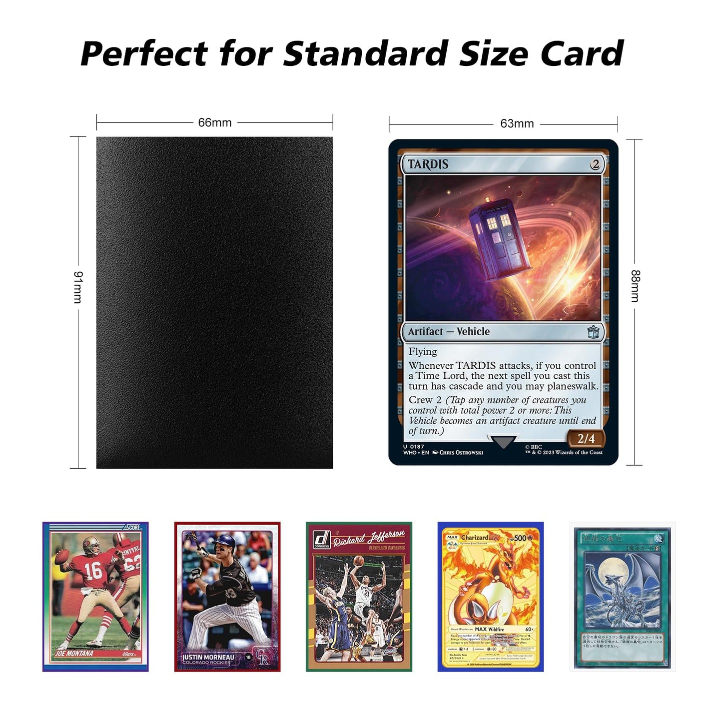 Katomula Black MTG Card Sleeves 300CT – Matte Textured Back, Standard Size Card Protectors