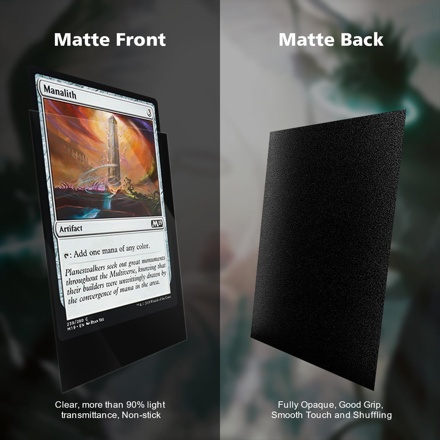 Katomula Black MTG Card Sleeves 300CT – Matte Textured Back, Standard Size Card Protectors