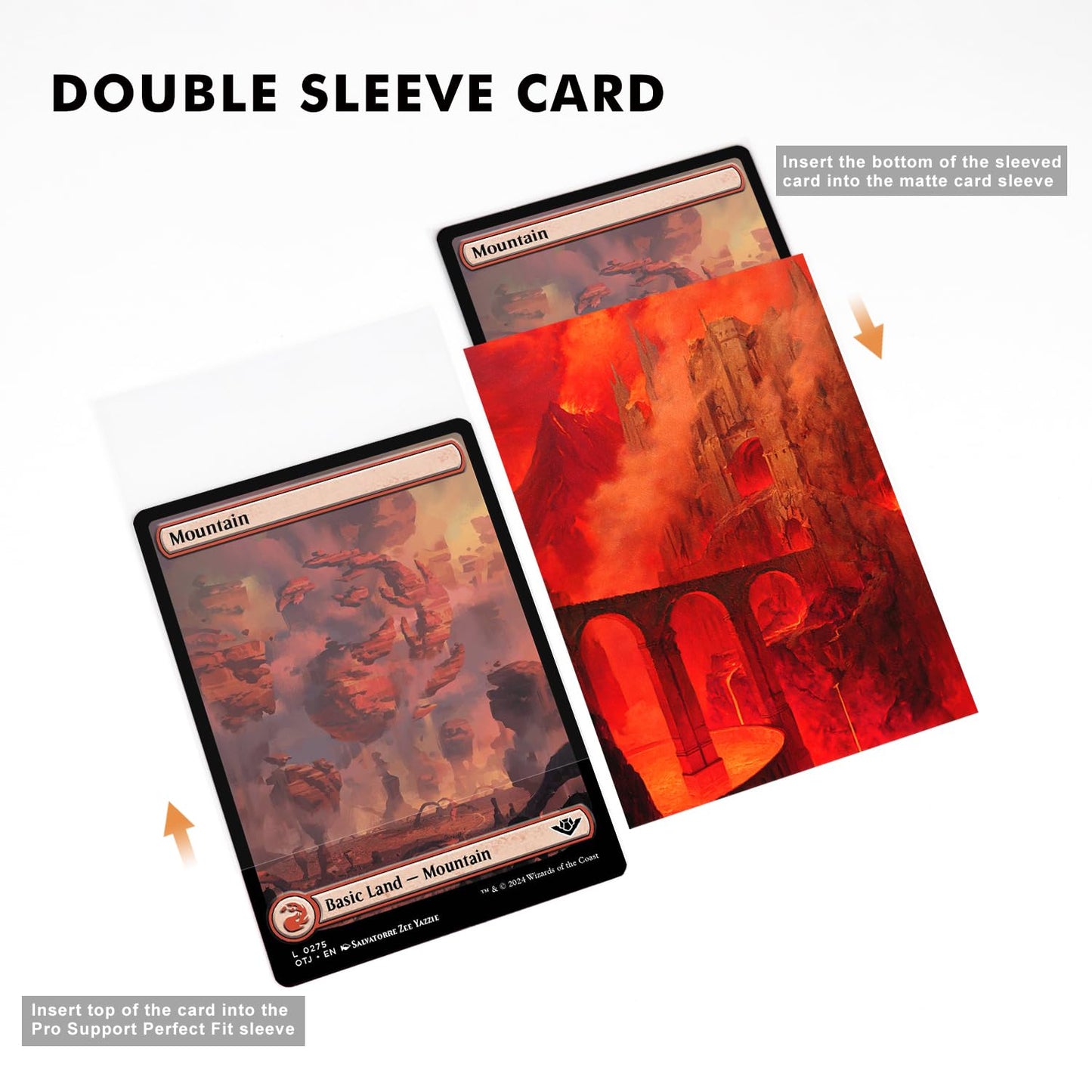 Katomula 100 MTG Card Sleeves with 100 Inner Sleeves – Mountain Theme, Textured Back