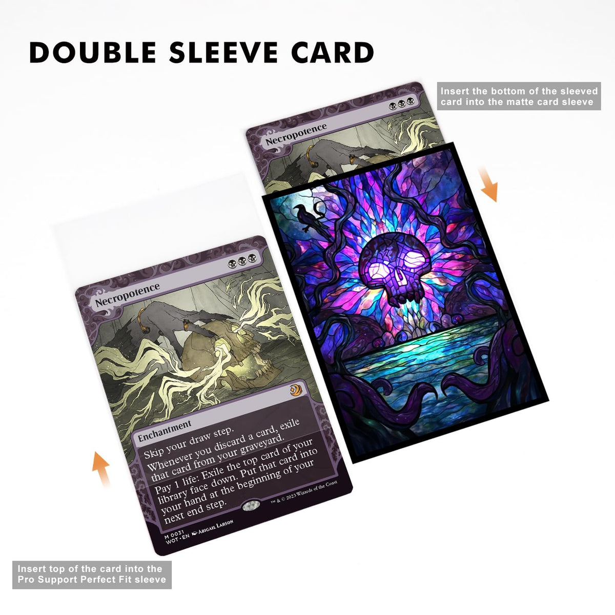 Katomula 100 MTG Card Sleeves with 100 Inner Sleeves – Swamp Textured Back, Standard Size