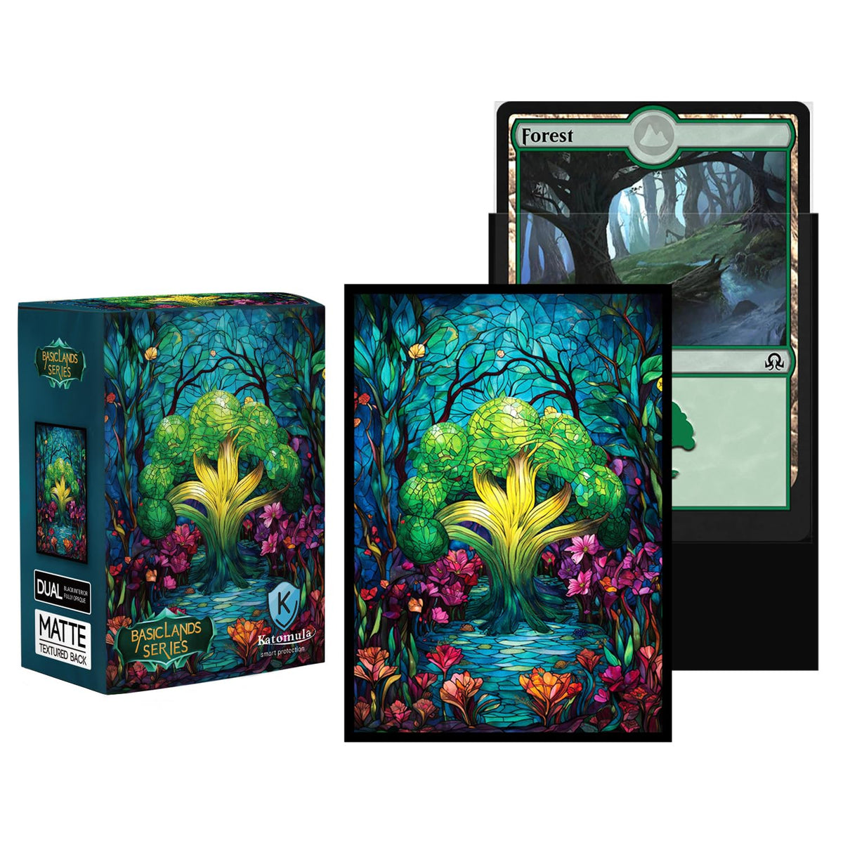 Katomula 100 Card Sleeves for MTG with 100 Inner Sleeves – Forest Theme