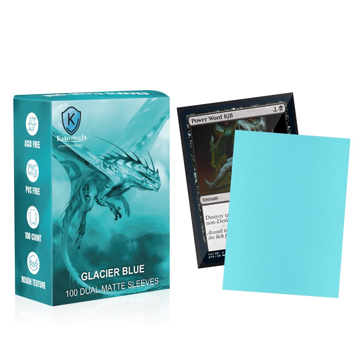 Katomula Glacier Blue Dual Matte Card Sleeves – MTG PKM TCG (66x91mm)