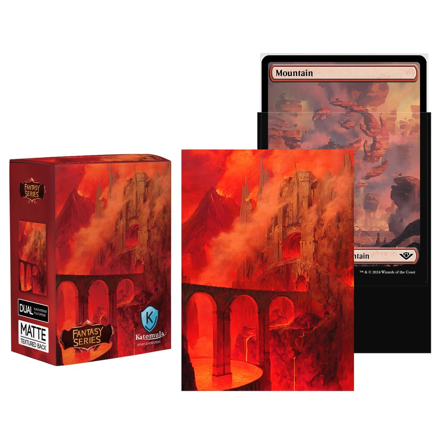 Katomula 100 MTG Card Sleeves with 100 Inner Sleeves – Mountain Theme, Textured Back