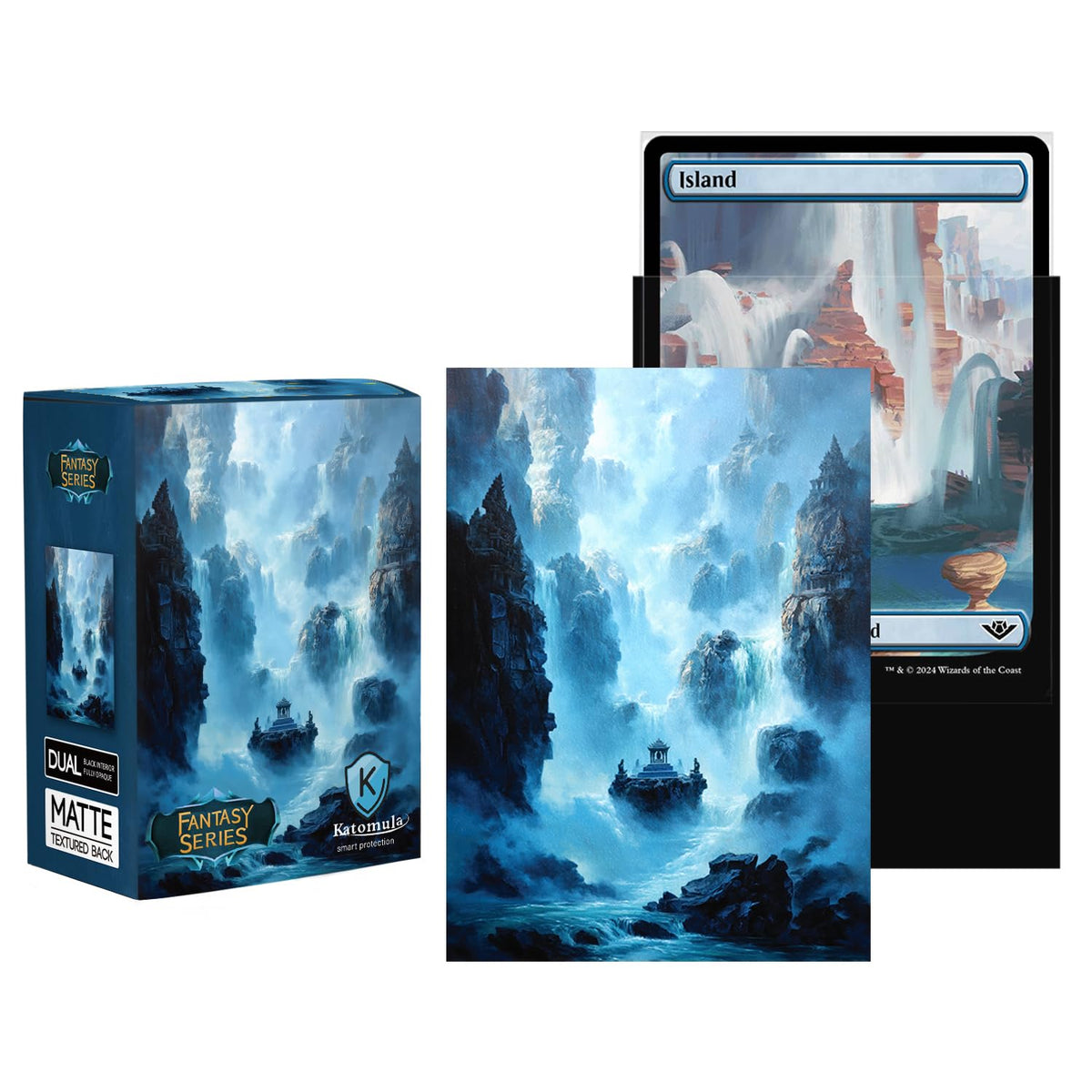 Katomula Island Art Card Sleeves – 100 Outer + 100 Inner Sleeves for MTG (Standard Size)