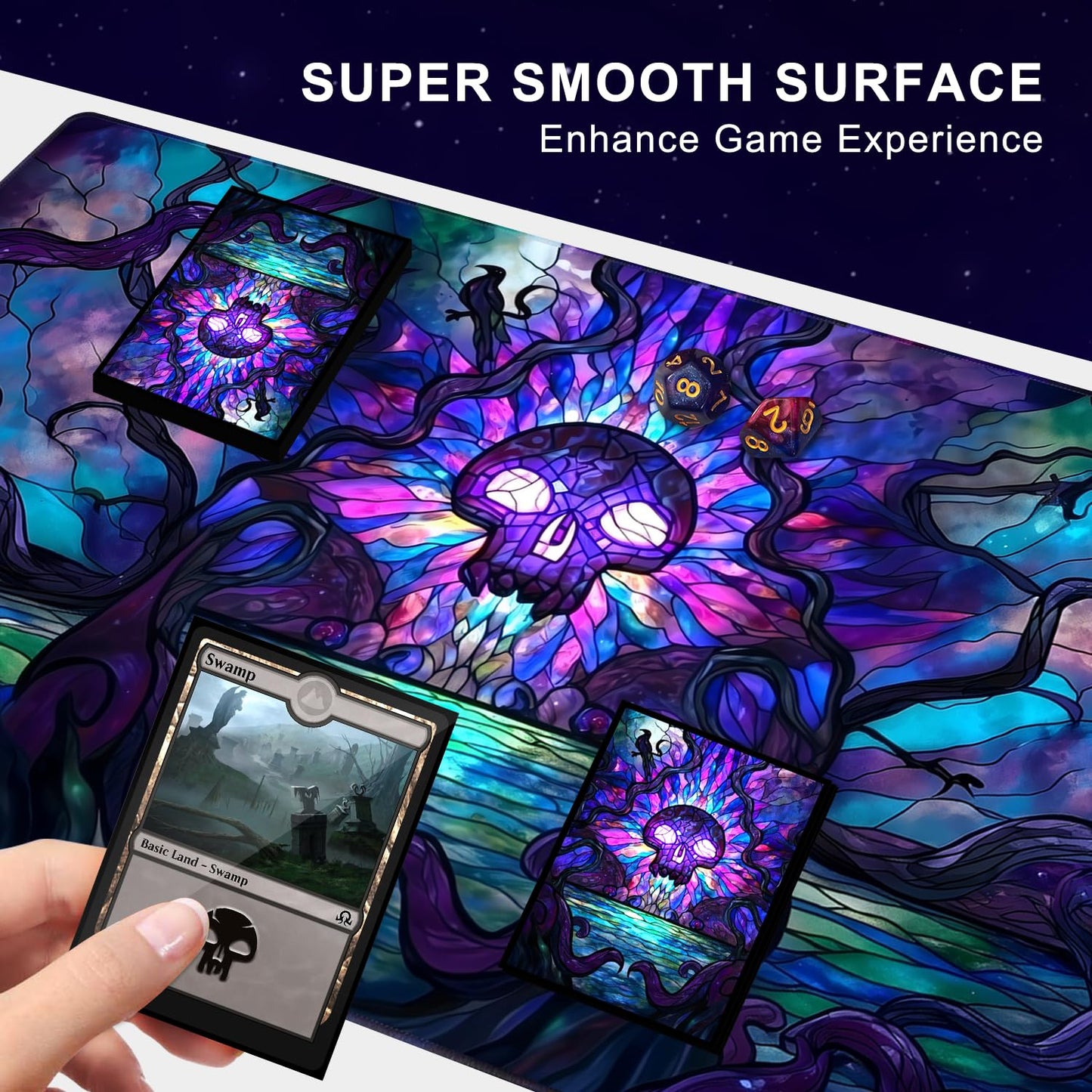 Katomula MTG Playmat 24x14 Swamp – Stitched Edge & Non-Slip Rubber