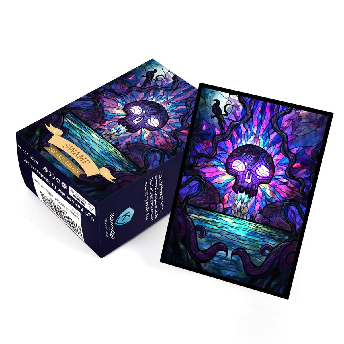 Katomula 100 MTG Card Sleeves with 100 Inner Sleeves – Swamp Textured Back, Standard Size