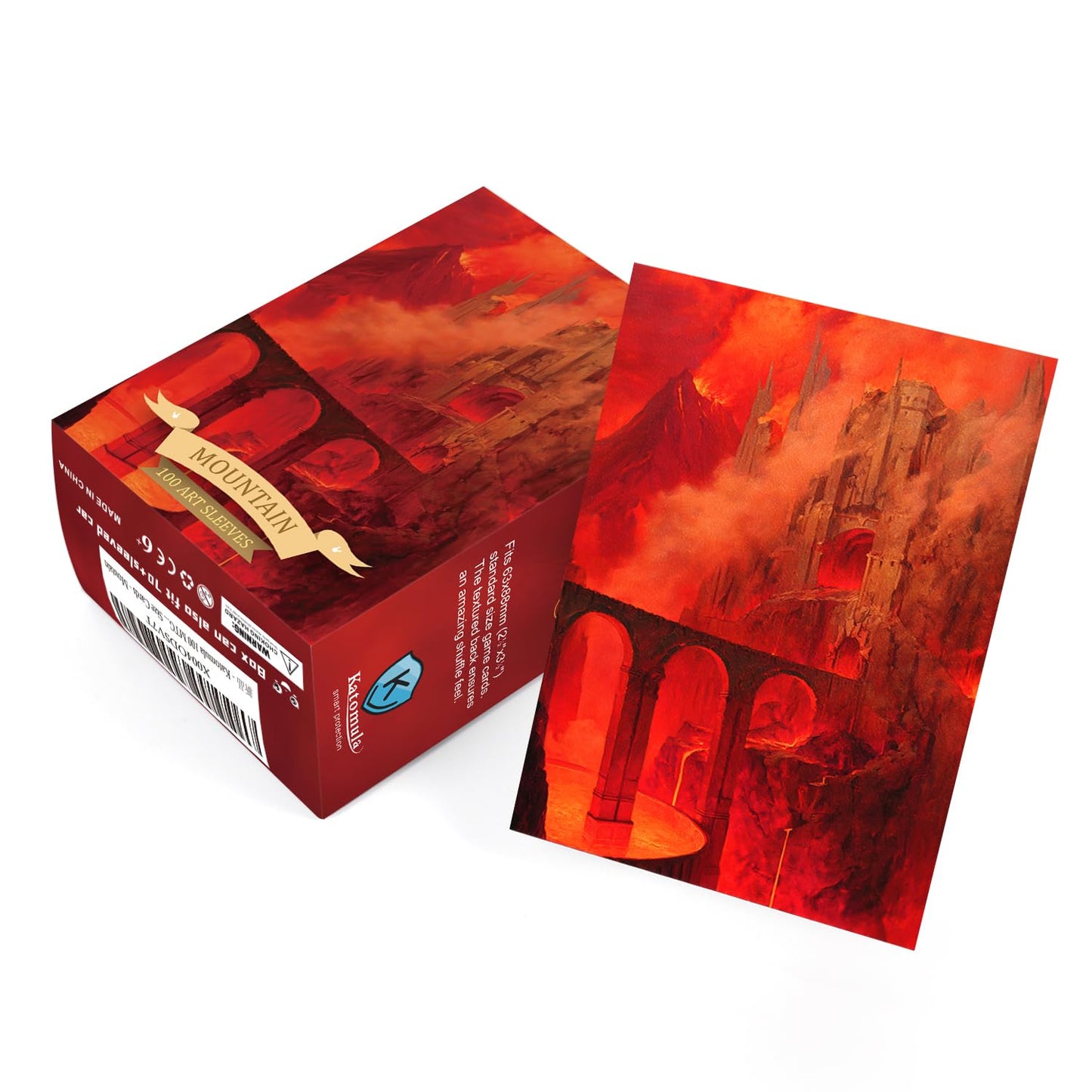 Katomula 100 MTG Card Sleeves with 100 Inner Sleeves – Mountain Theme, Textured Back