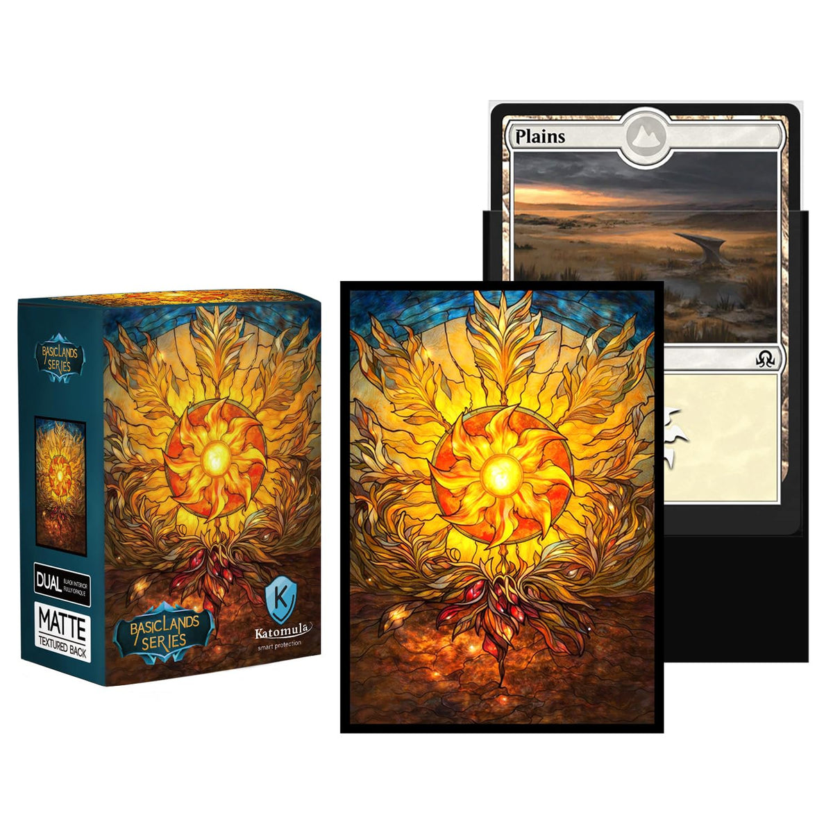 Katomula 100 MTG Card Sleeves with Inner Sleeves – Plains Theme