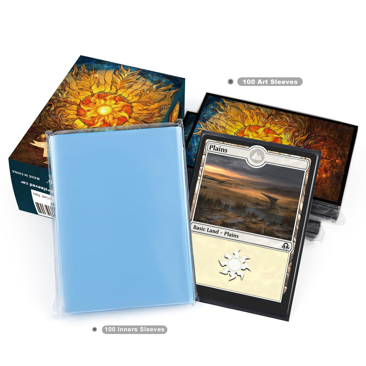 Katomula 100 MTG Card Sleeves with Inner Sleeves – Plains Theme