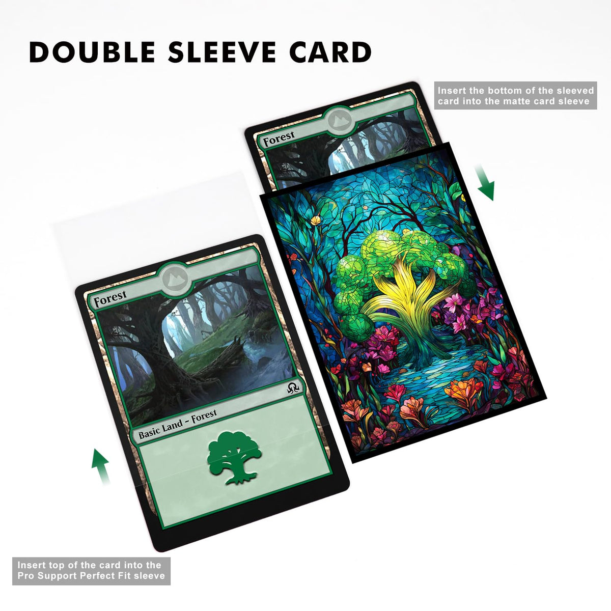 Katomula 100 Card Sleeves for MTG with 100 Inner Sleeves – Forest Theme