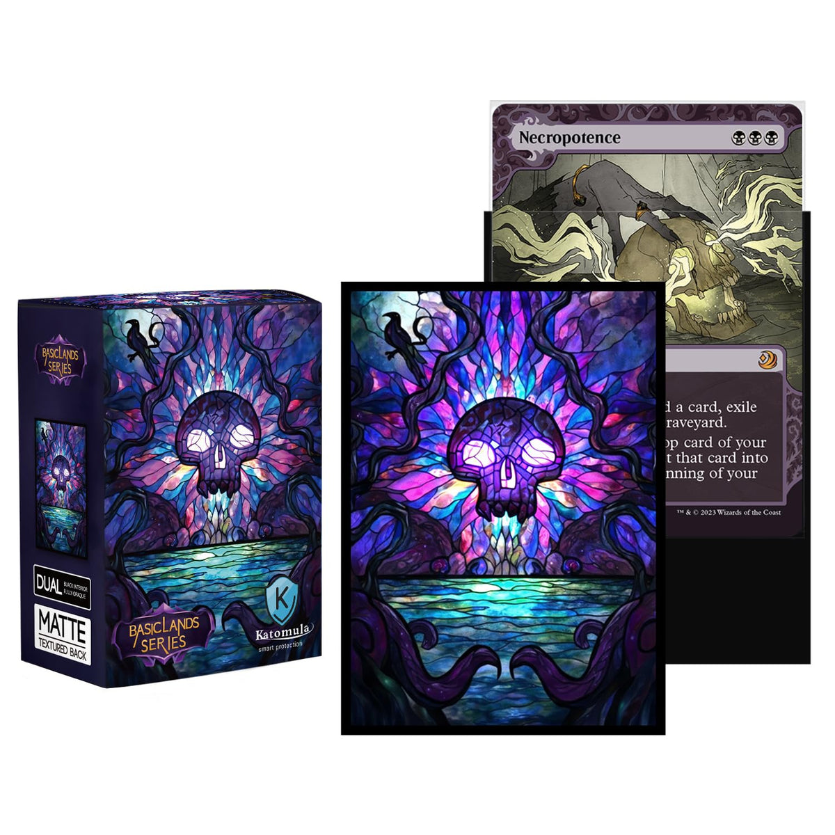 Katomula 100 MTG Card Sleeves with 100 Inner Sleeves – Swamp Textured Back, Standard Size