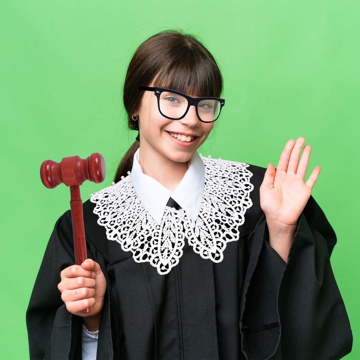Kavoc 4 Pcs Kids Judge Costume Set — Robe, Collar, Gavel & Glasses for Halloween & Career Day