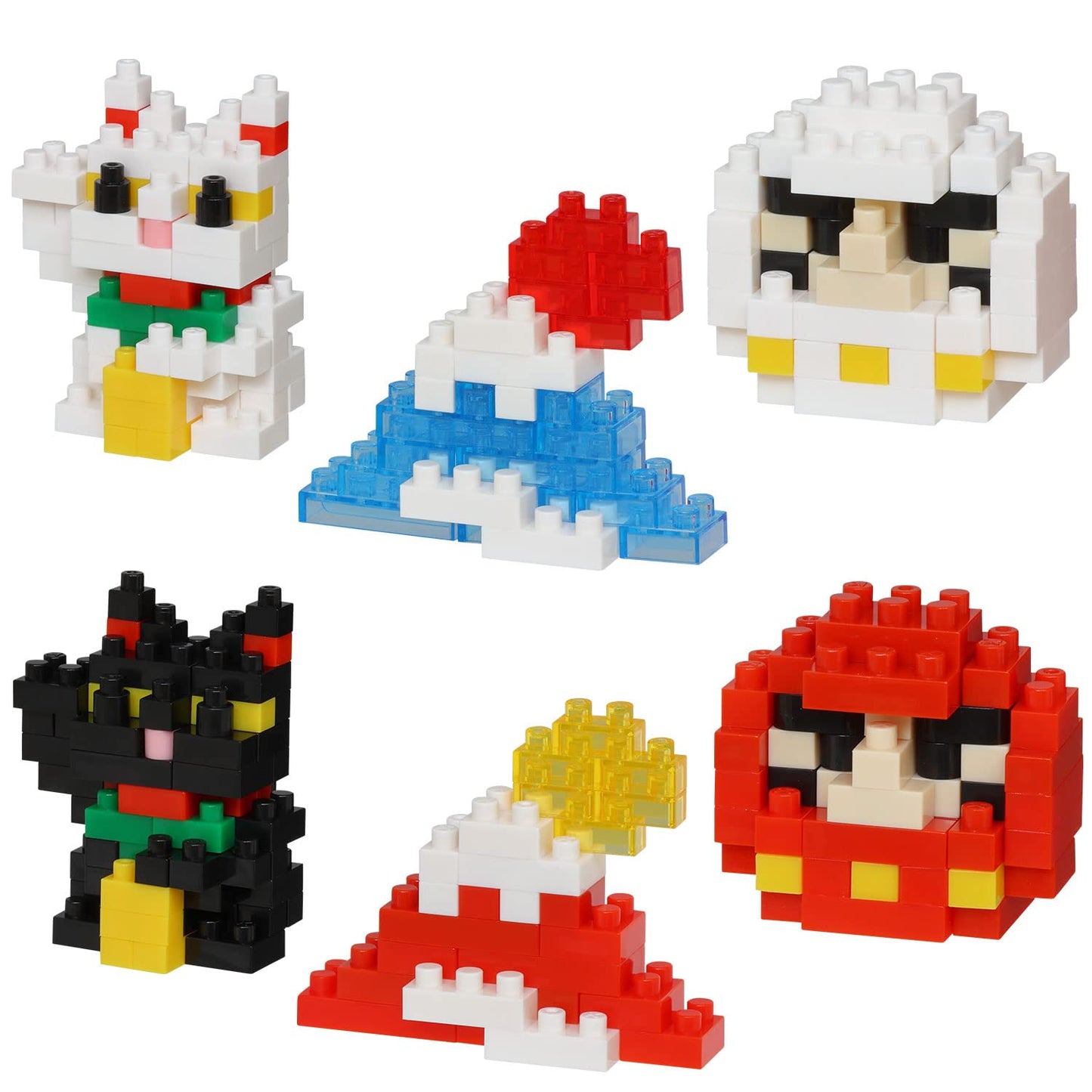 KAWADA nanoblock Lucky Charm & Omikuji – Complete Mini Nano Building Kit (6 Characters)