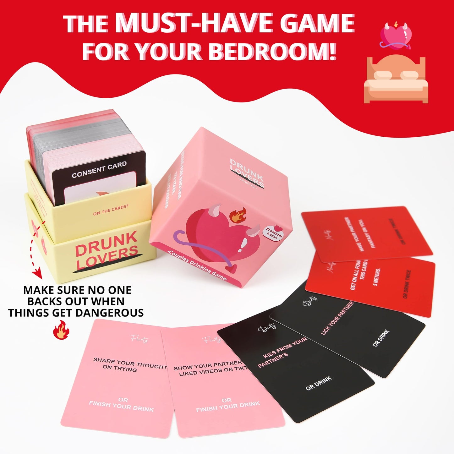 KAWAII KOI Drunk Lovers Premium Edition – Couples Card Game for Date Night (150 Cards, 3 Categories)