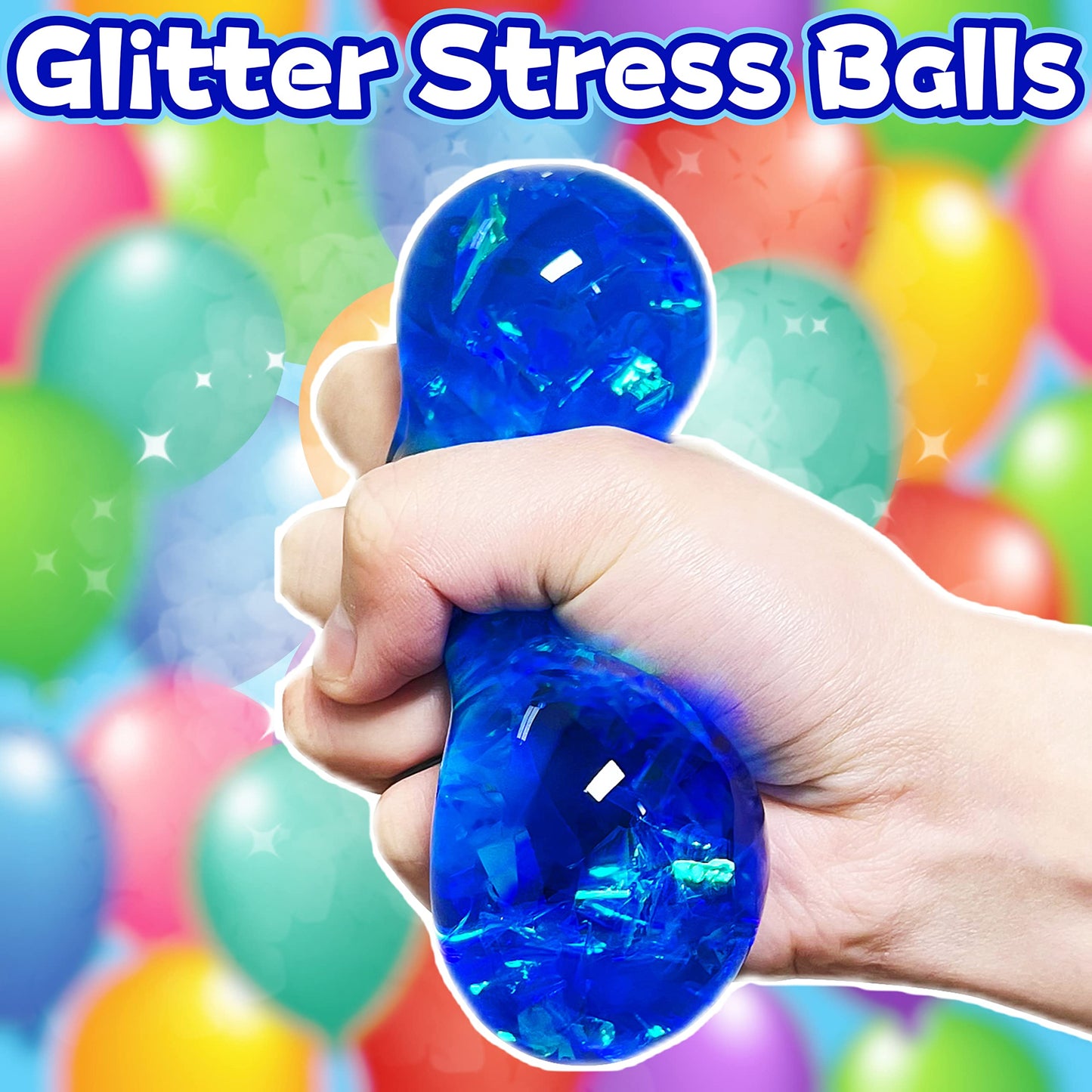 Kawaite Blue Glitter Stress Ball – Squishy Fidget Toy for Calm, Focus & Fun