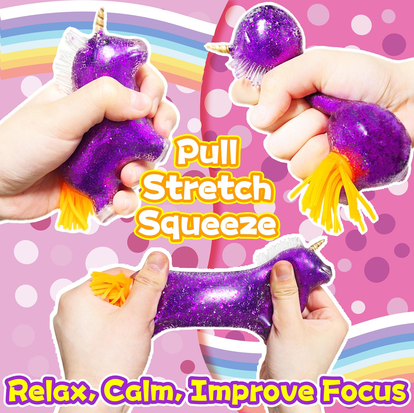 Kawaite Unicorn Squishy Stress Ball – Soft Squeeze Toy for Kids & Adults (Purple)