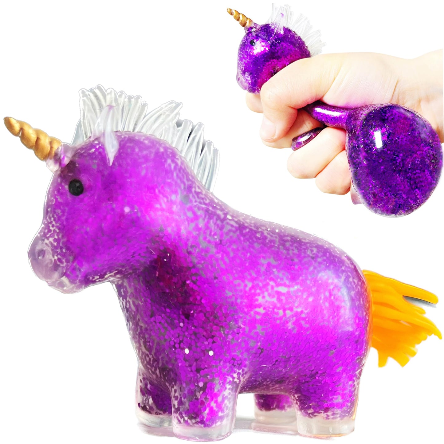 Kawaite Unicorn Squishy Stress Ball – Soft Squeeze Toy for Kids & Adults (Purple)