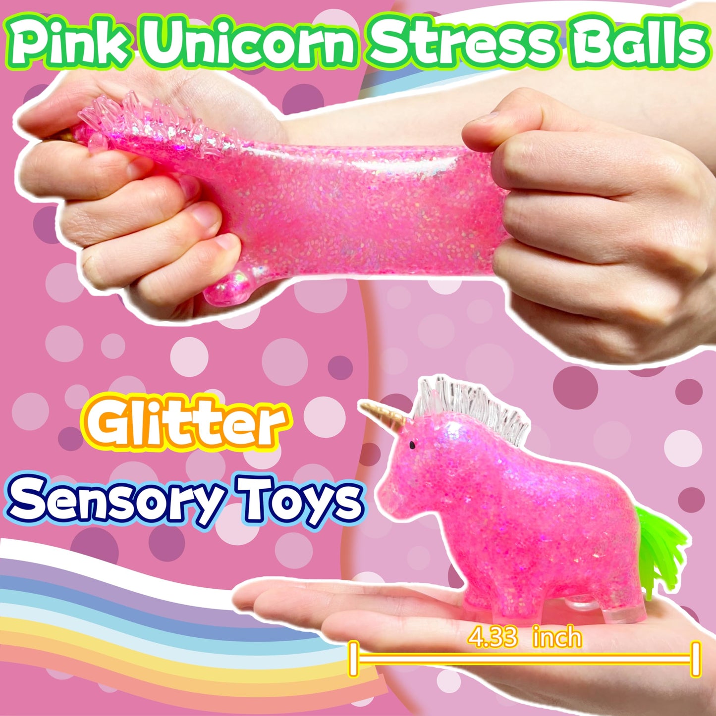 Kawaite Squishy Unicorn Stress Relief Balls – Sensory Squeeze Toy (Pink)