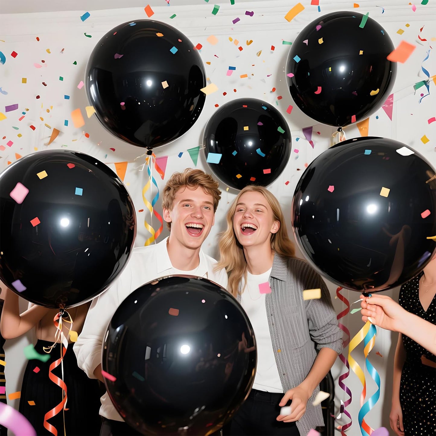 KAWKALSH Black Giant Balloons – 32-Pack, 18-Inch Heavy-Duty Latex