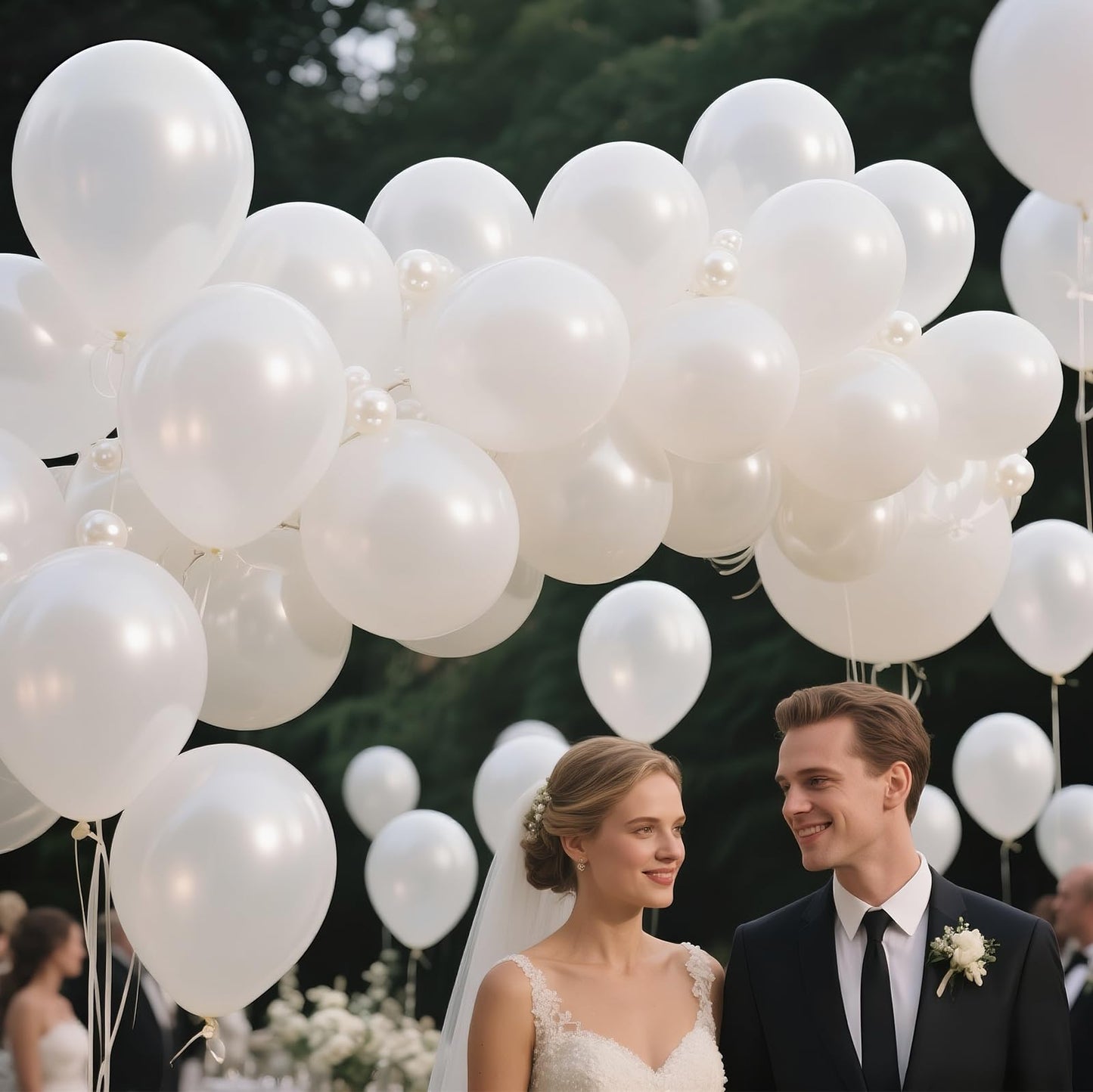 KAWKALSH Pearl White Balloon 110pc – 12in Thickened Latex, Elegant Wedding & Event Decor