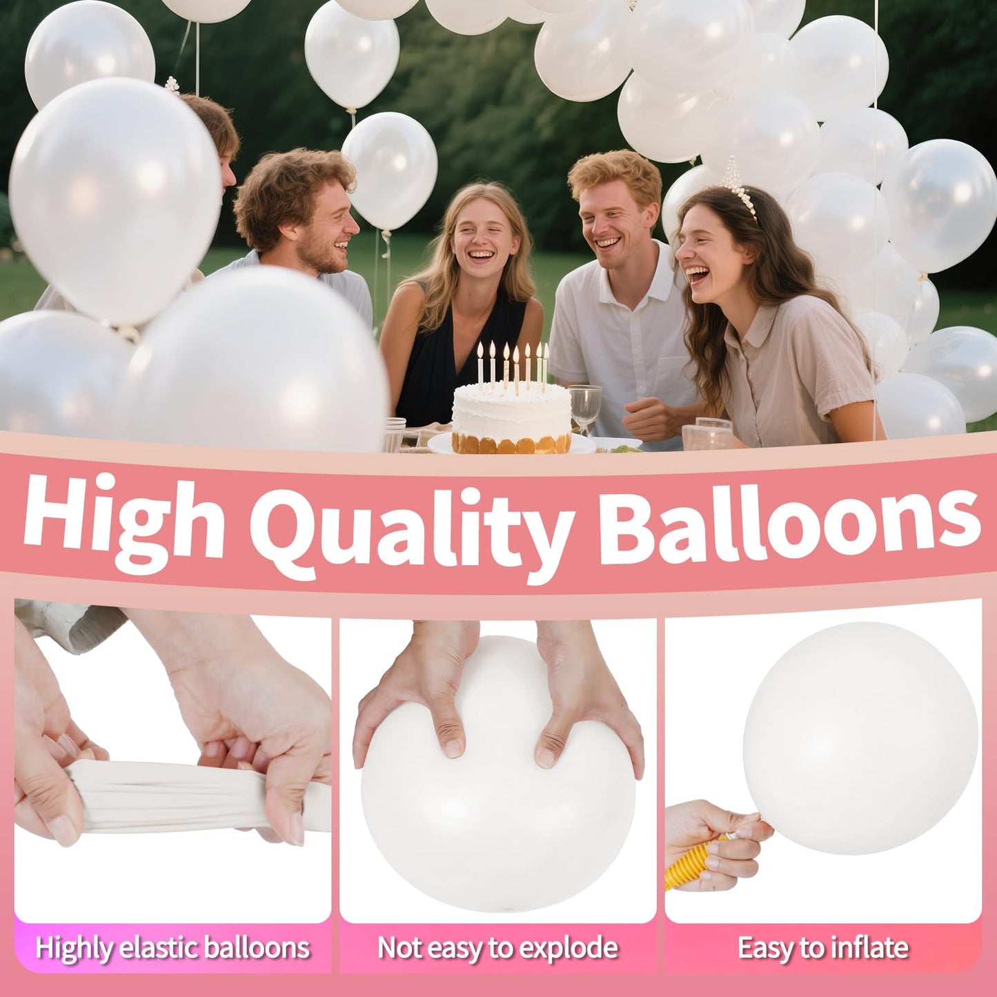 KAWKALSH Pearl White Balloon 110pc – 12in Thickened Latex, Elegant Wedding & Event Decor
