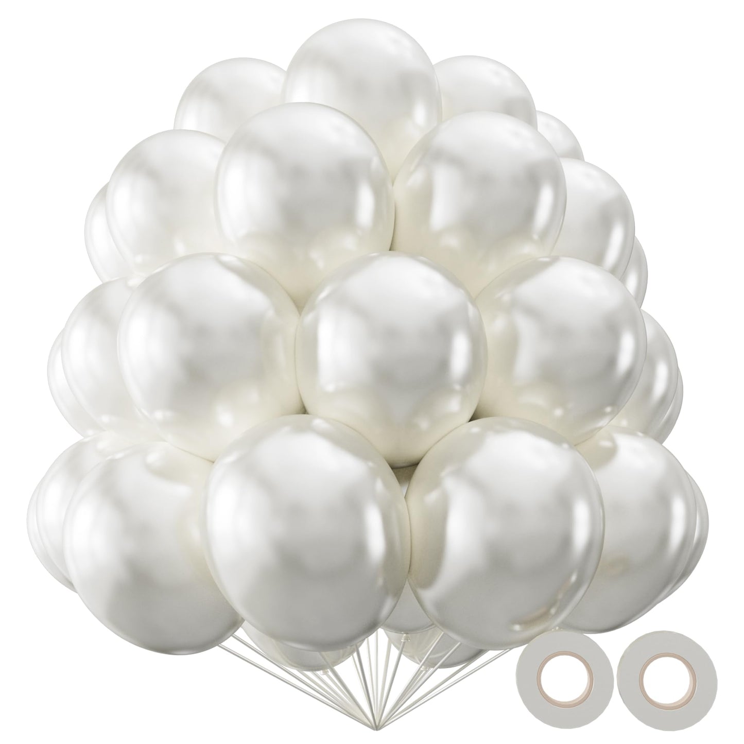 KAWKALSH Pearl White Balloon 110pc – 12in Thickened Latex, Elegant Wedding & Event Decor