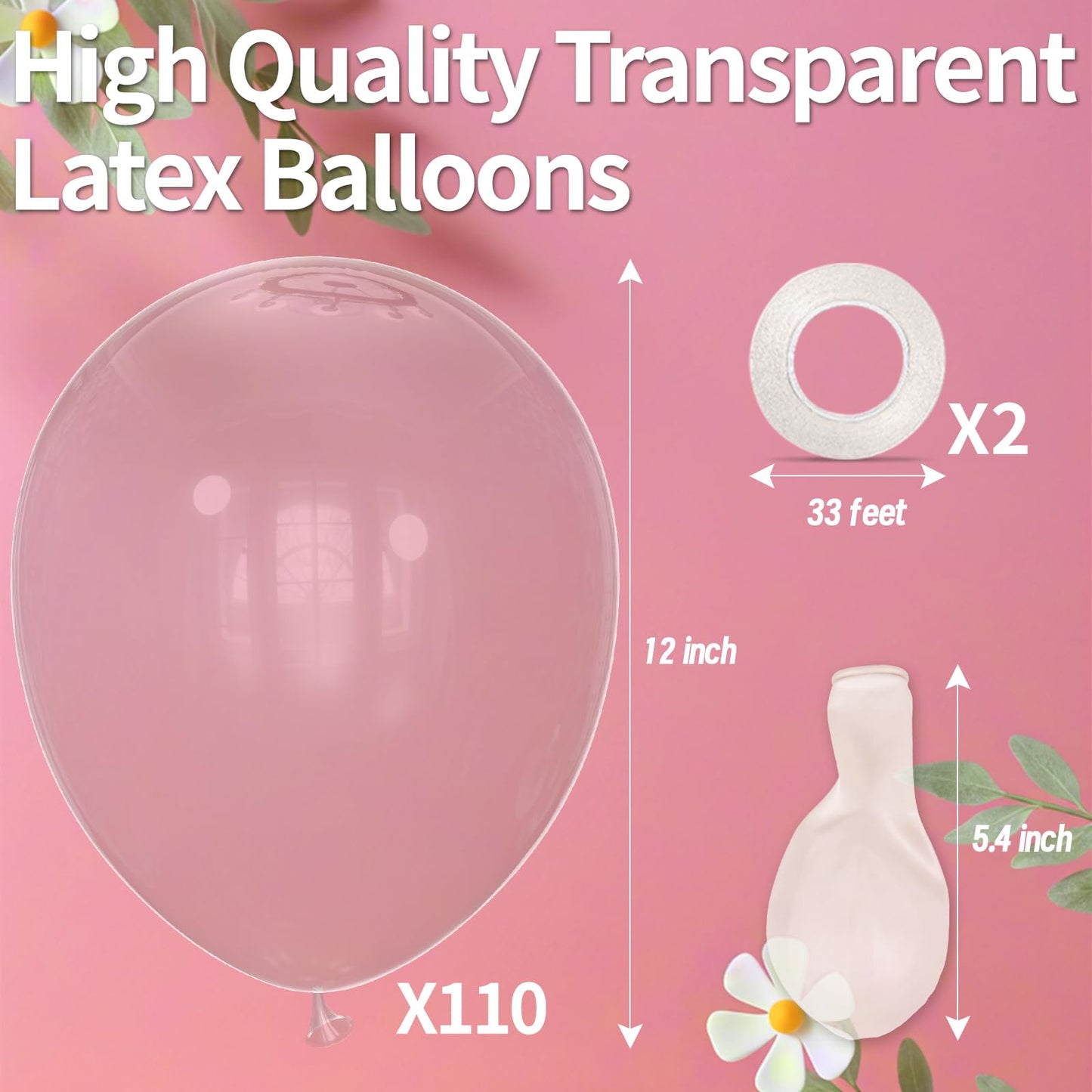 KAWKALSH Clear 12-Inch Latex Balloons – 110-Pack for Party Decor