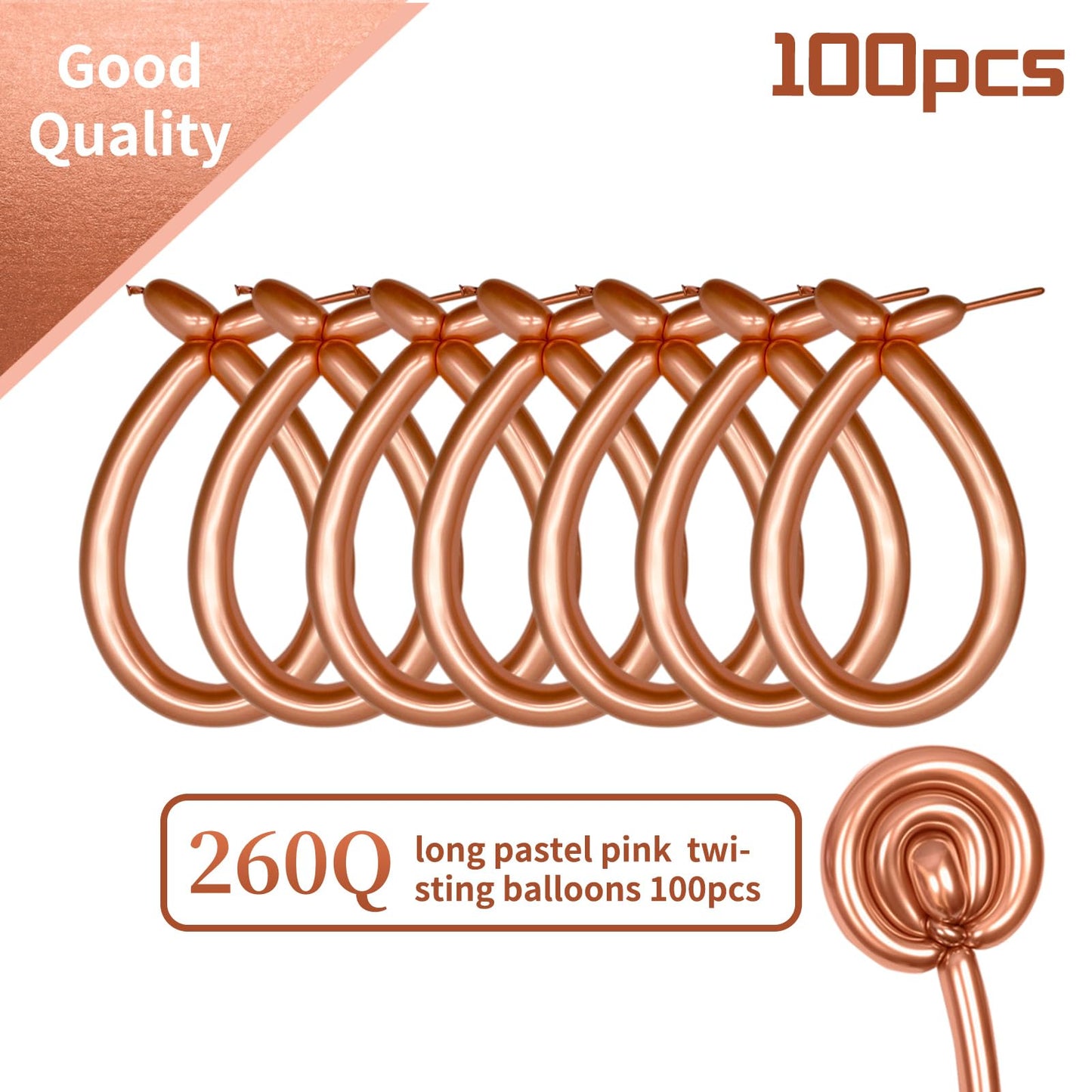 KAWKALSH 260 Metallic Champagne Gold Long Balloons – 100pc for Balloon Garlands & DIY Animal Figures