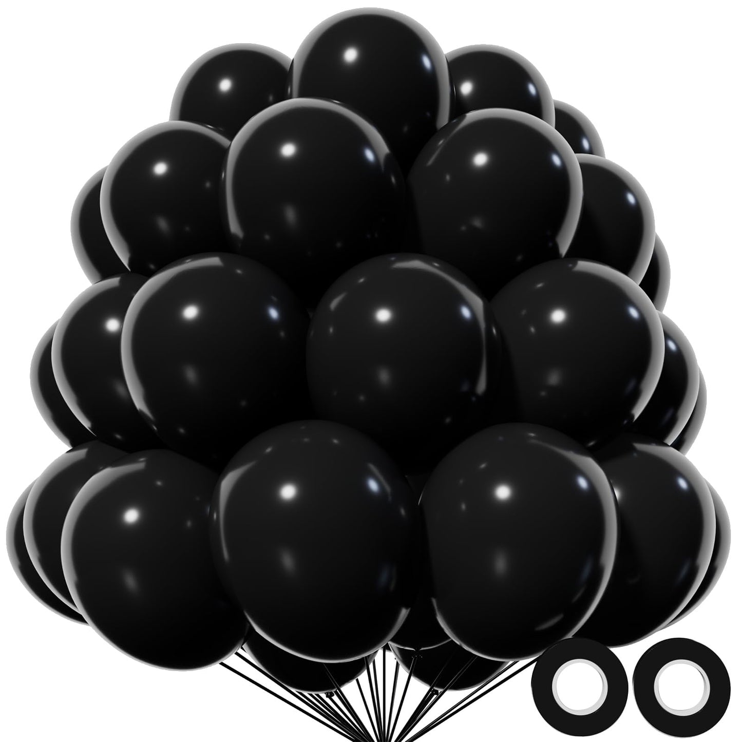 KAWKALSH Black Latex Balloons 110pcs - 12in Thickened, Durable Party Decor