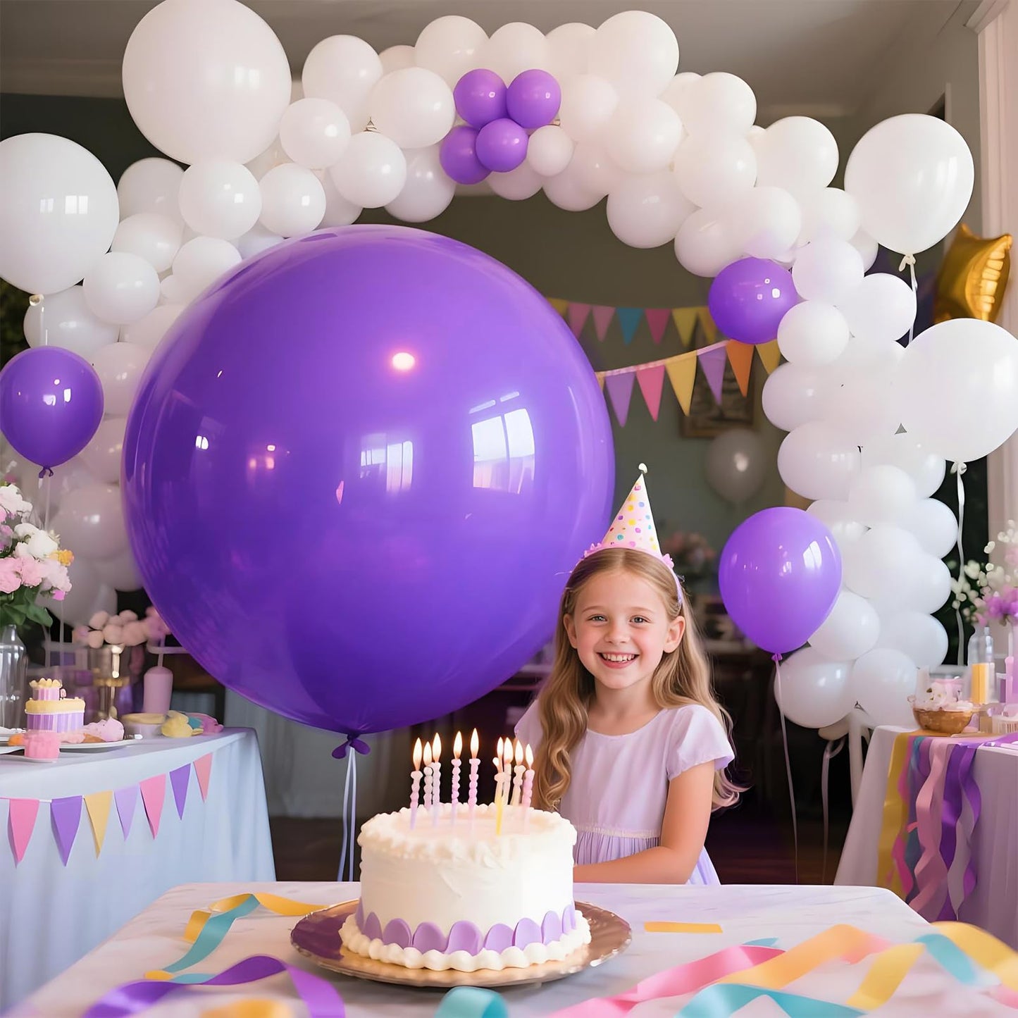 KAWKALSH 36-Inch Matte Lavender Purple Balloons - 9-Pack for Arches & Weddings