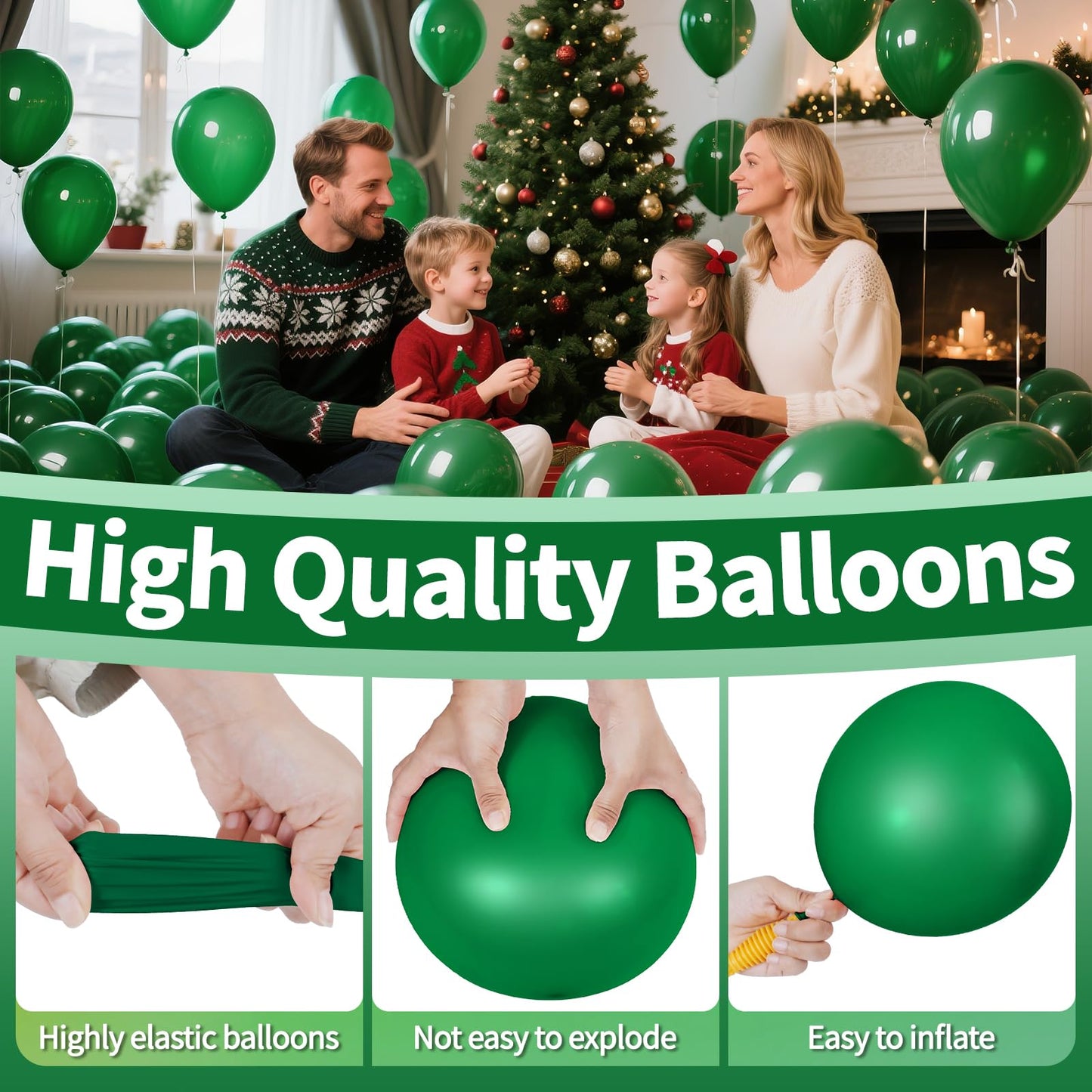 KAWKALSH Dark Green 12-Inch Latex Balloons – 110pcs for Arches, Garlands & Party Decor