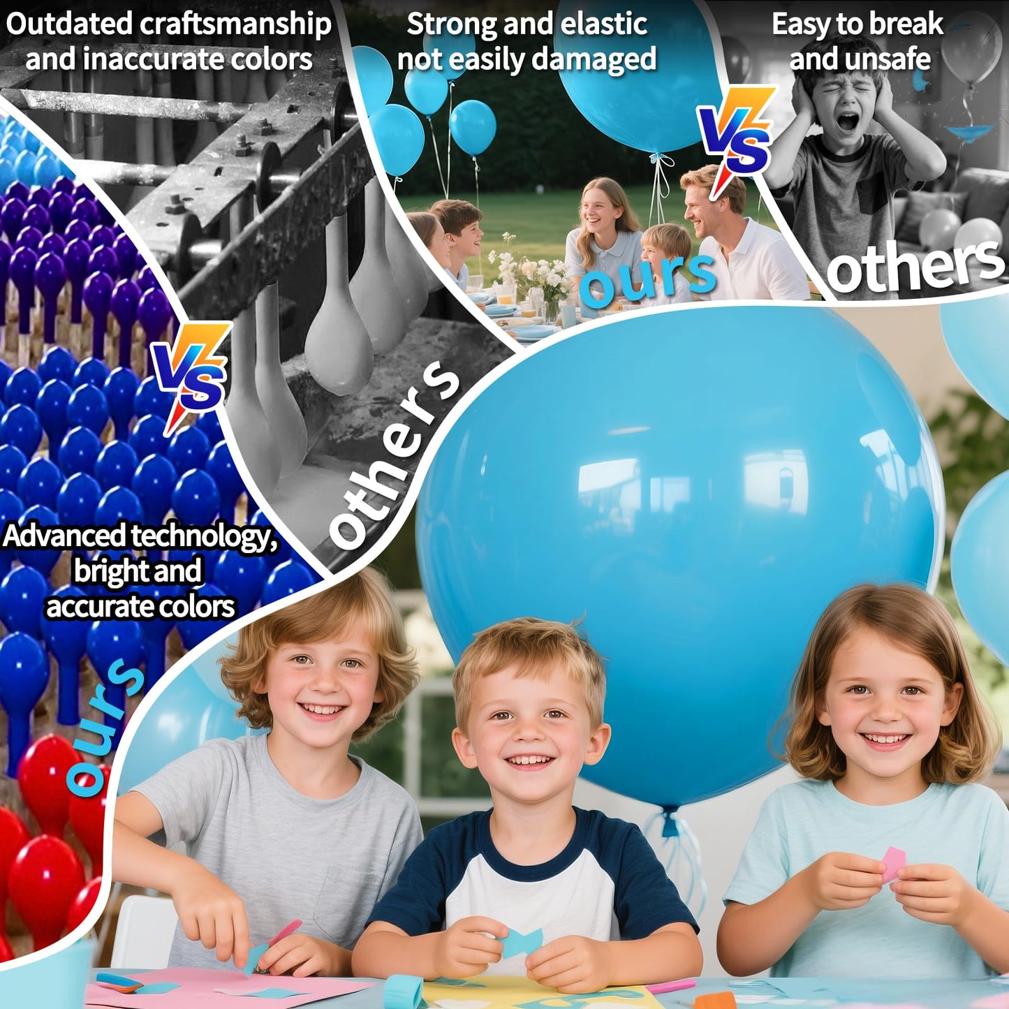 KAWKALSH Light Blue 36-Inch Giant Balloons - 9-Piece Jumbo Sky Aqua Party Decorations