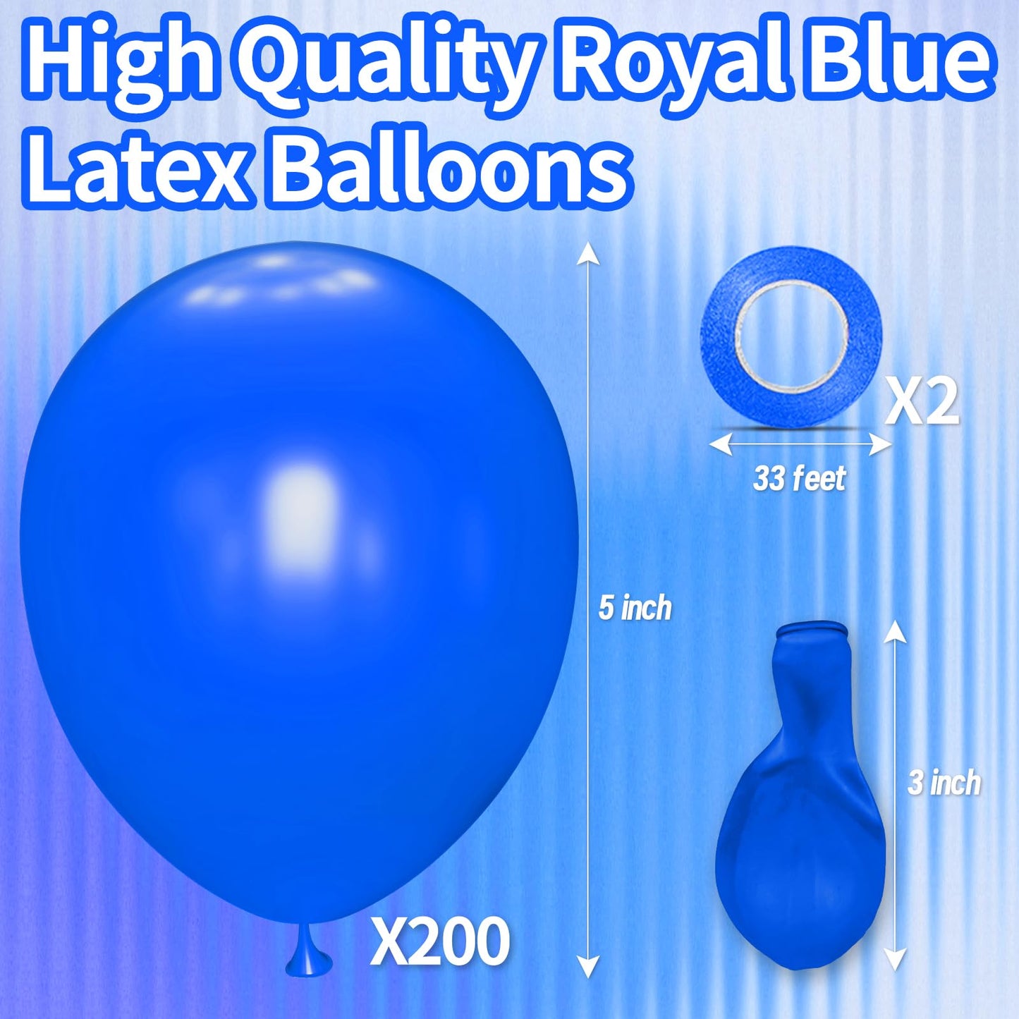 KAWKALSH 200pcs Dark Blue Balloons 5 Inch - Mini Latex Balloons for Birthday, Baby Shower & Party Decoration