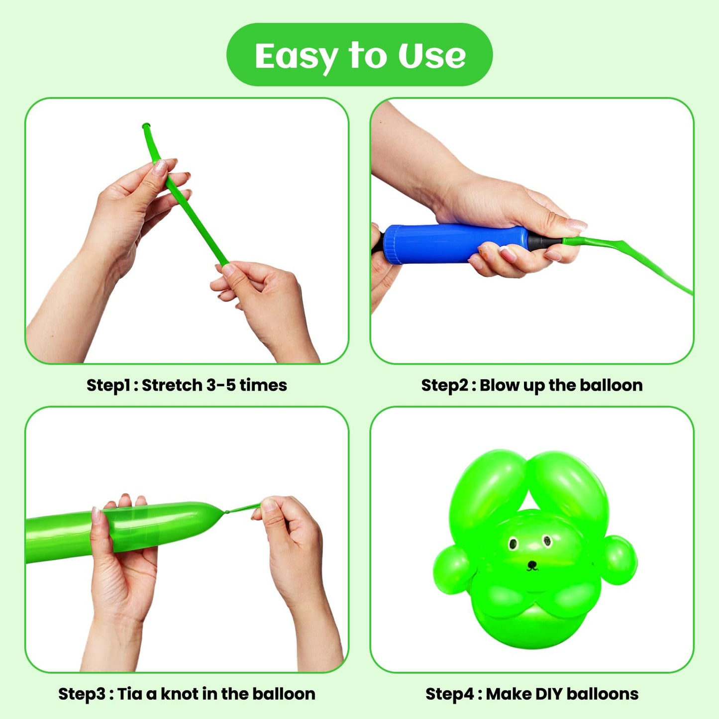 KAWKALSH 260 Long Balloons – 100pcs Premium Thick Skinny Latex for Animal Twists & Party Decor