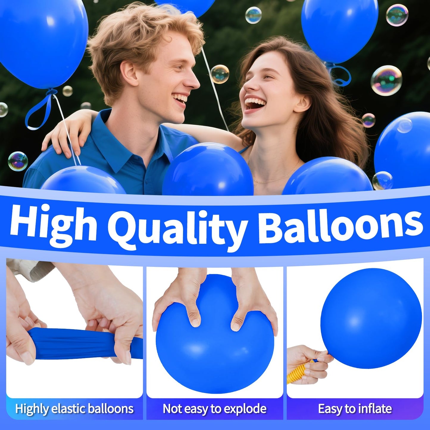 KAWKALSH 200pcs Dark Blue Balloons 5 Inch - Mini Latex Balloons for Birthday, Baby Shower & Party Decoration