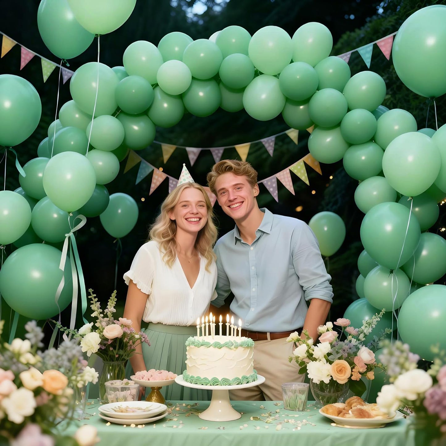 KAWKALSH Sage Green 12-Inch Latex Balloons | 110-Count Bulk Pack for Weddings, Baby Showers & Events