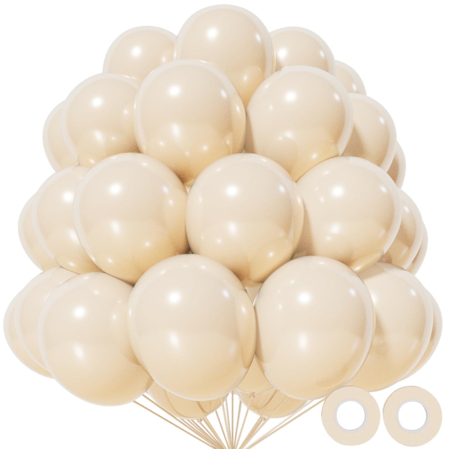 KAWKALSH Sand White Balloons 12in - 110ct Latex for Weddings & Events