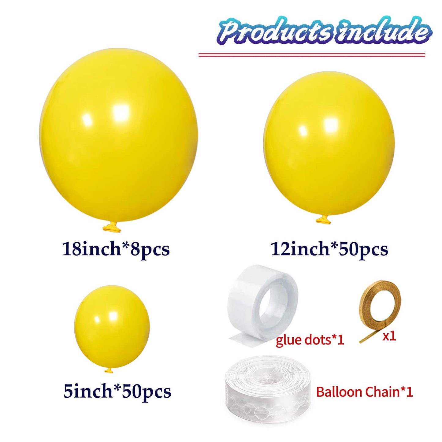 KAWKALSH Yellow Balloon Arch Kit – 111Pcs Latex Balloons for Birthday, Baby Shower, Wedding & More