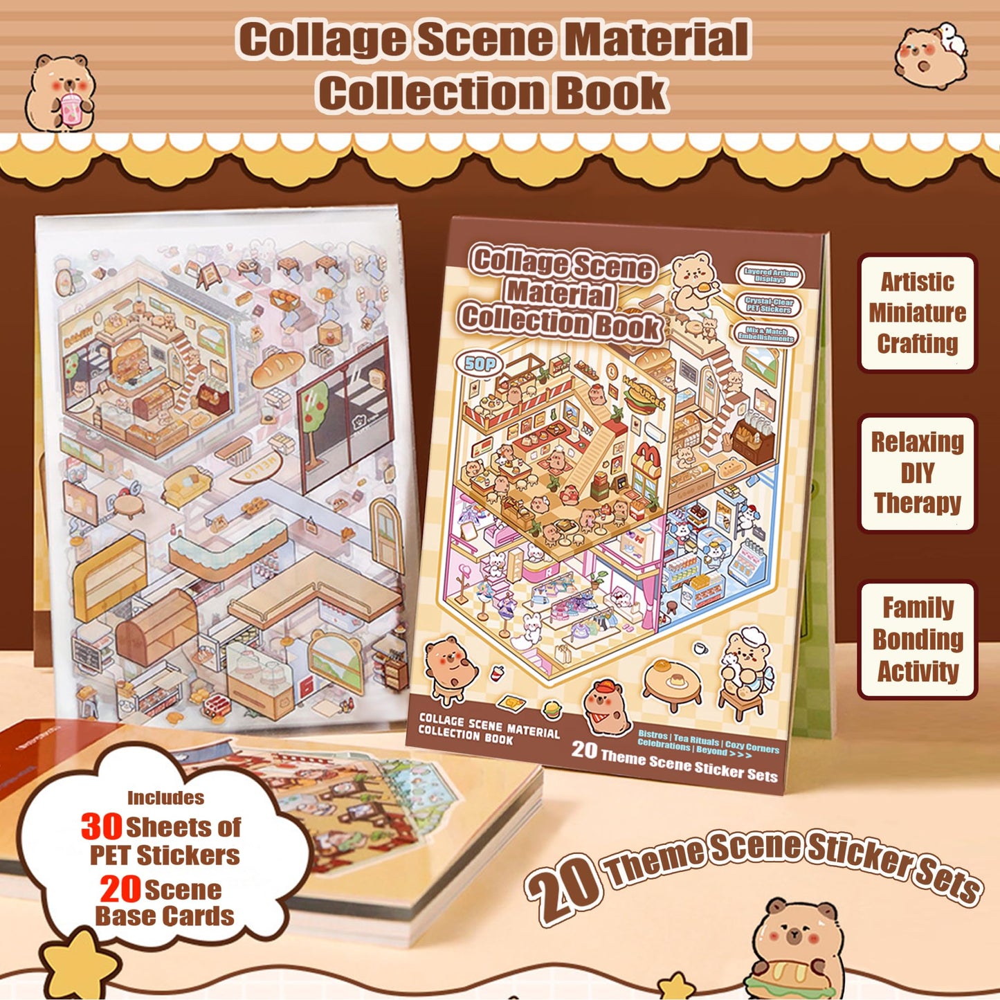 KAYIN 20 Sets 3D Sticker Scene – Miniature House Book for Sticker Therapy