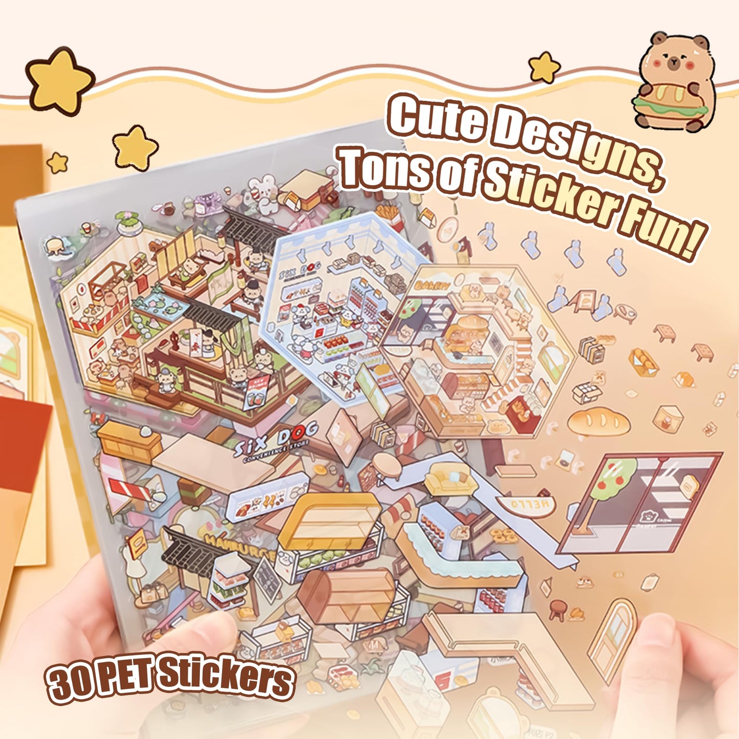 KAYIN 20 Sets 3D Sticker Scene – Miniature House Book for Sticker Therapy