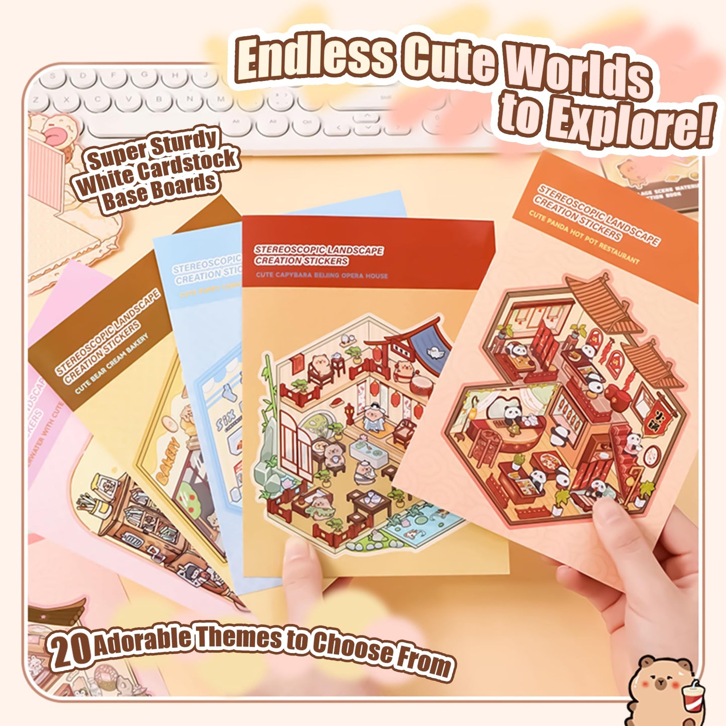 KAYIN 20 Sets 3D Sticker Scene – Miniature House Book for Sticker Therapy