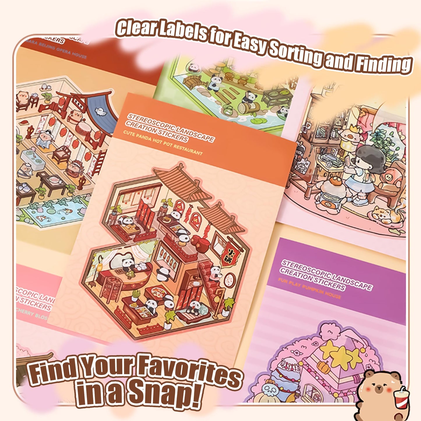 KAYIN 20 Sets 3D Sticker Scene – Miniature House Book for Sticker Therapy