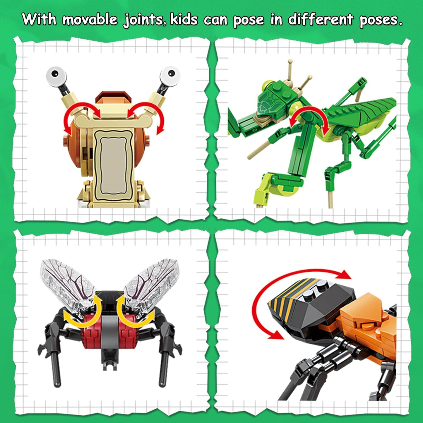 KAZI Bugs Building Toy Set – 8 Insects, 692 PCS STEM Building Blocks for Kids 8+