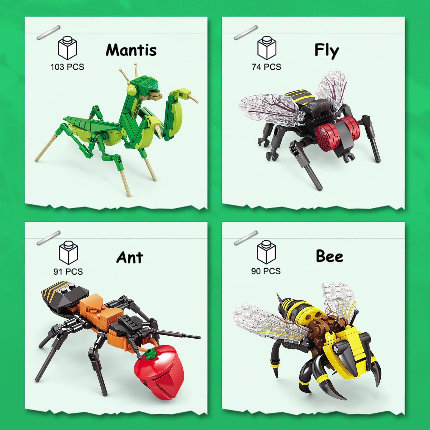 KAZI Bugs Building Toy Set – 8 Insects, 692 PCS STEM Building Blocks for Kids 8+