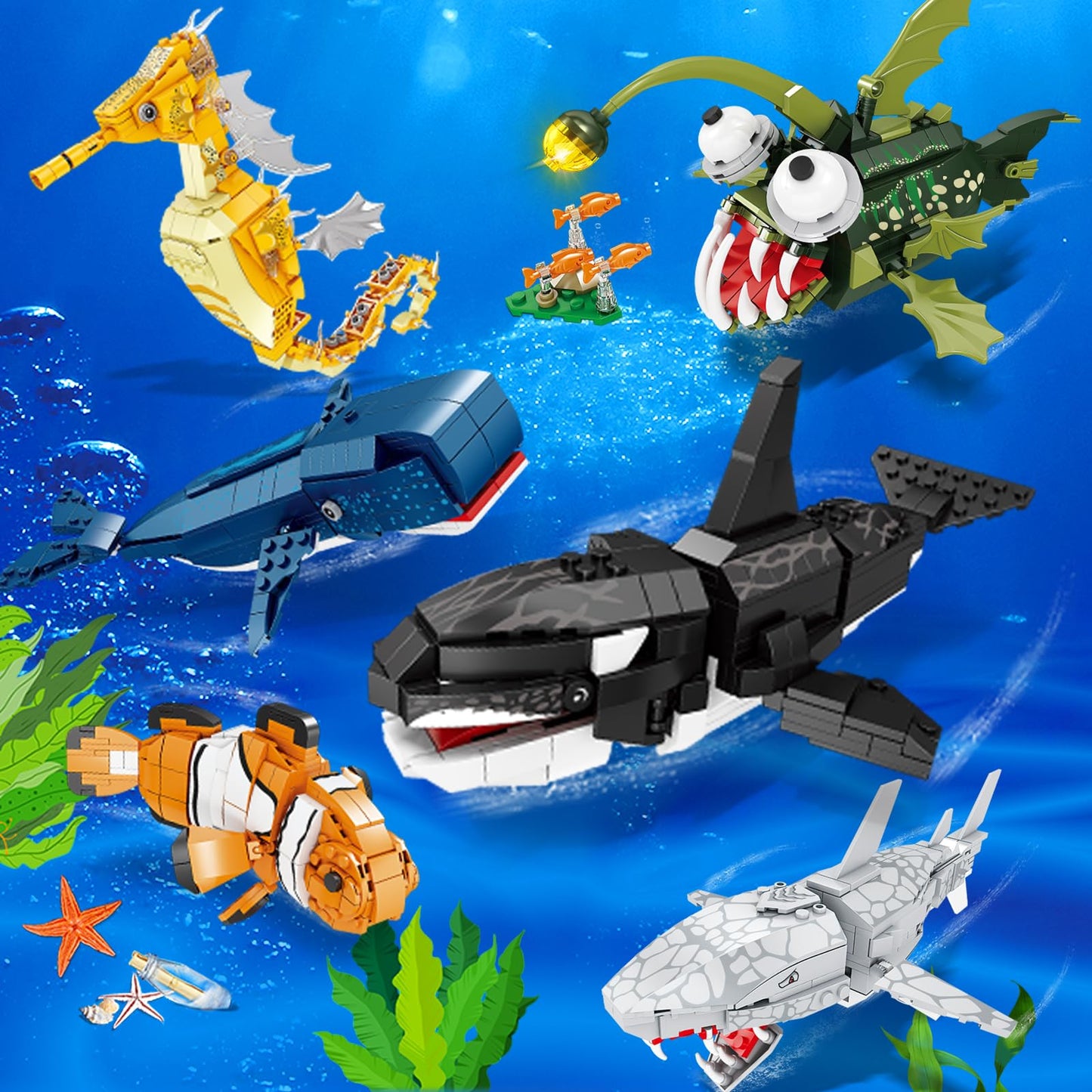 KAZI Orca Toys Building Blocks — Deep Sea STEM Set for Kids 8+