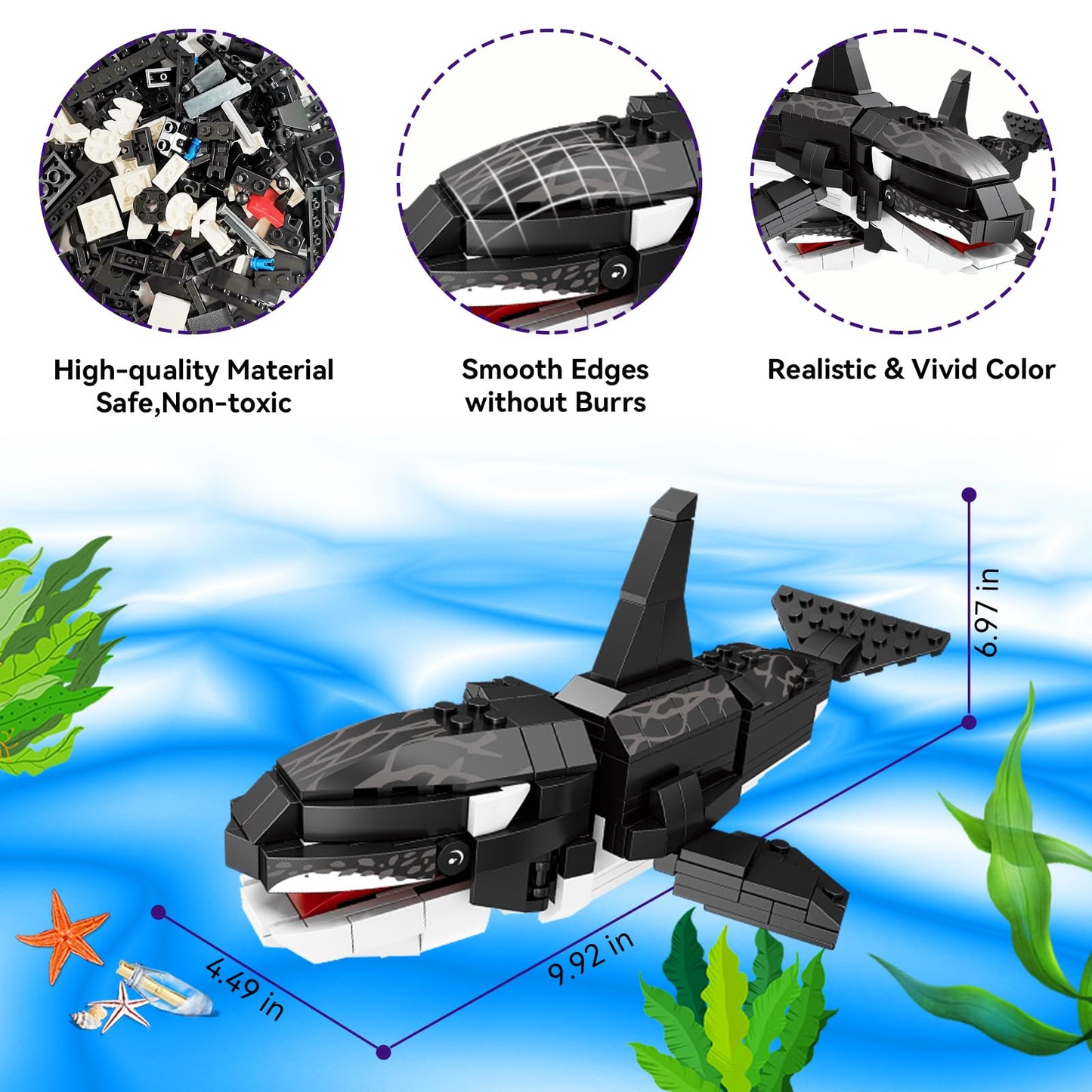 KAZI Orca Toys Building Blocks — Deep Sea STEM Set for Kids 8+