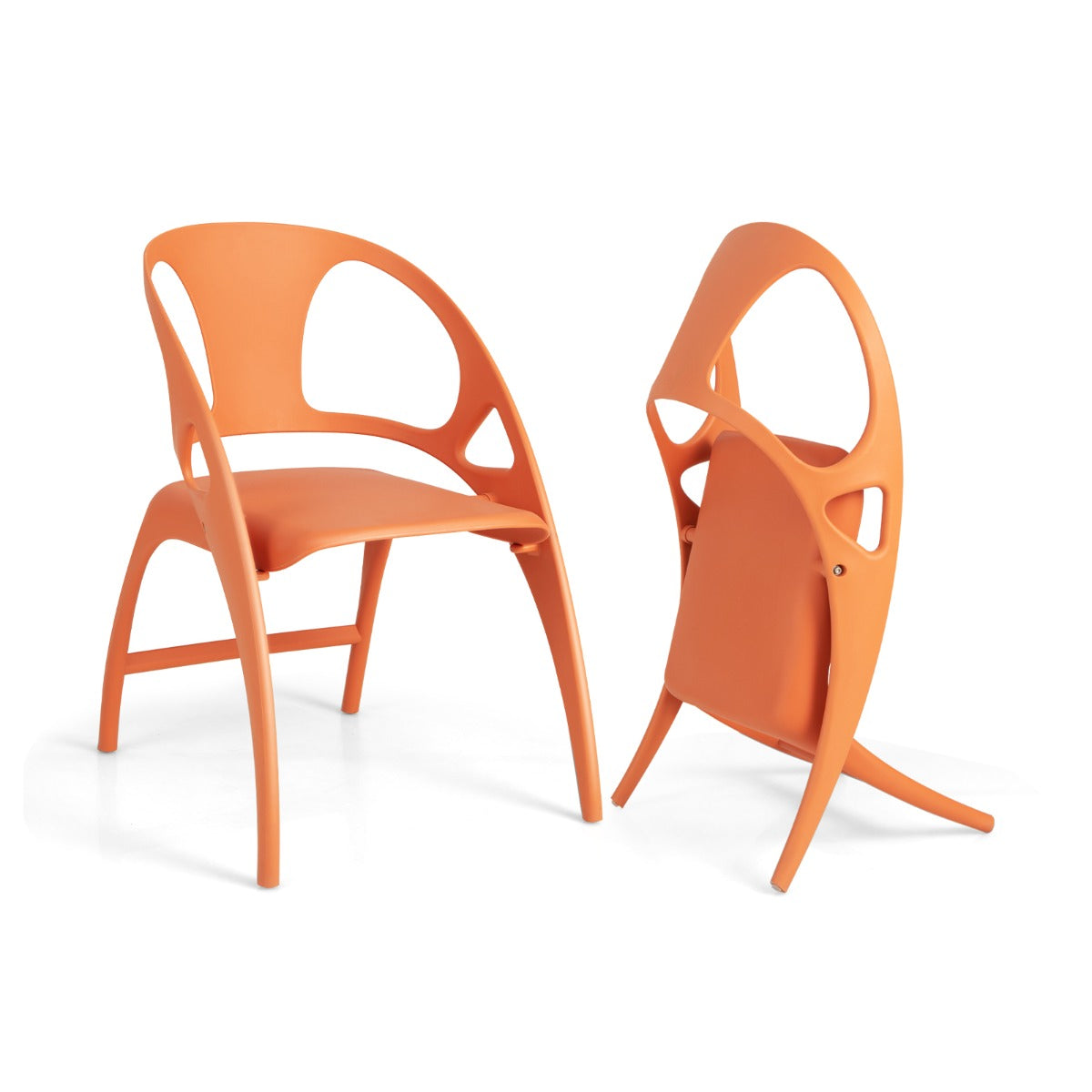 Set of 2 Folding Chair with Backrest and Armrest-White