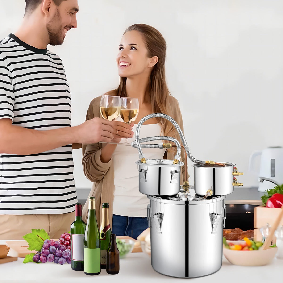 22/38L Stainless Steel Water Alcohol Distiller with Build-in Thermometer-38 L